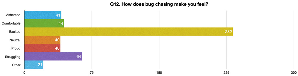 Q12. How does bug chasing make you feel?