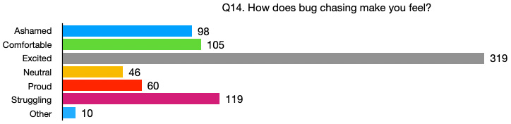 Q14. How does bug chasing make you feel?